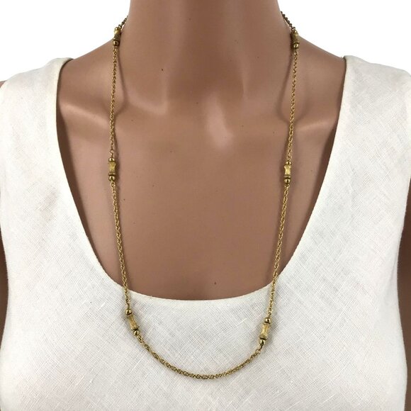 Vintage Monet Necklace Gold Tone 27 Inch Length Signed Costume Jewelry - Picture 1 of 1